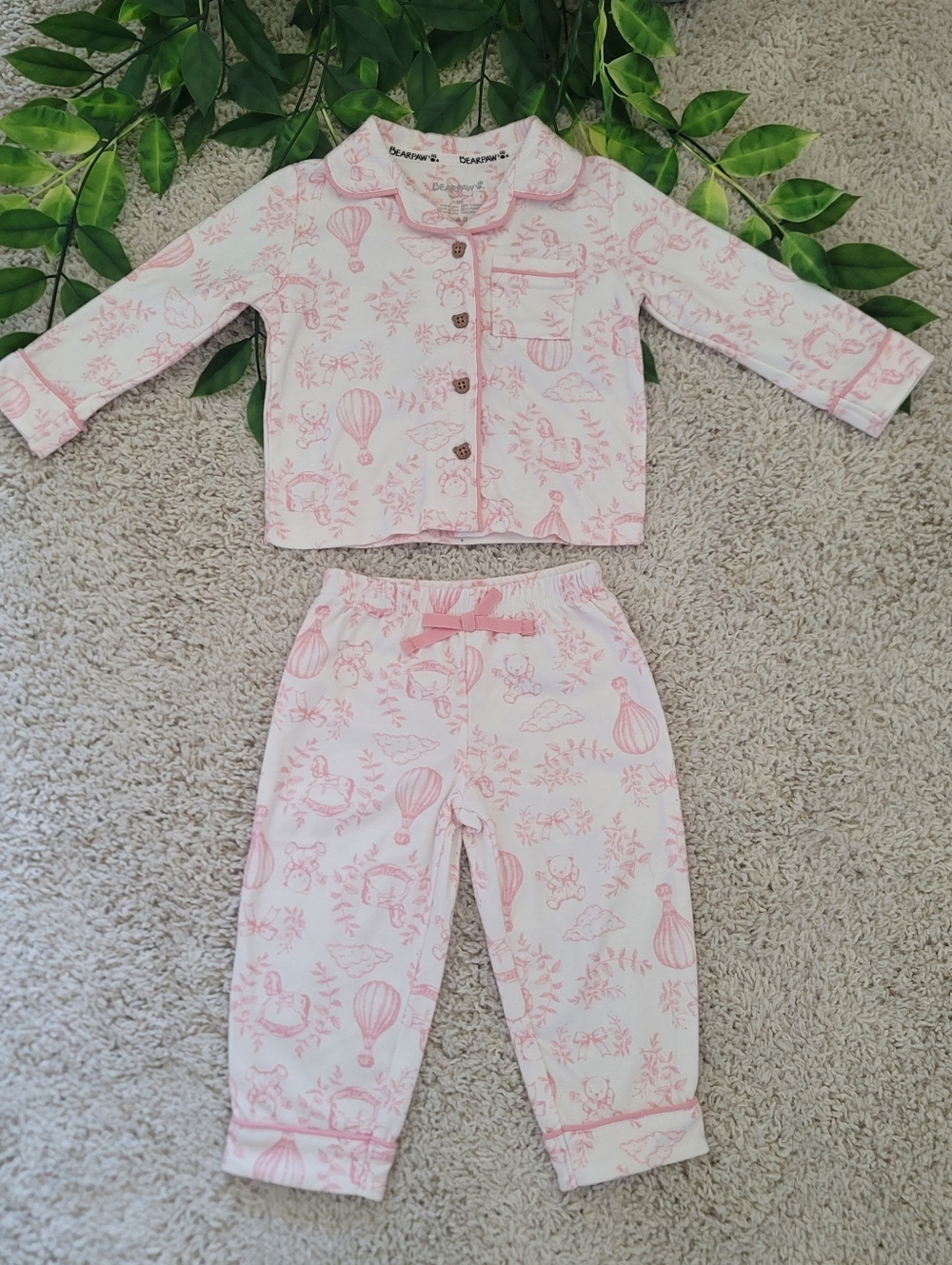 Baby Girl Pink Vintage Styled Pajamas (12-18 Months)